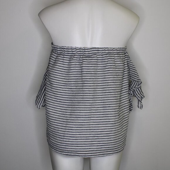 Ash & Ember Blue and White Stripe Off Shoulder Top - Picture 5 of 7